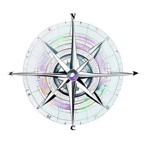 left side of compass with arrow through the middle tattoo design idea