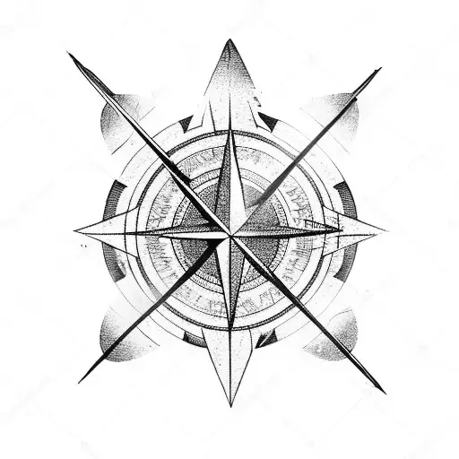 left side of compass with arrow through the middle tattoo design idea