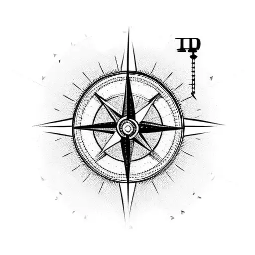 half a compass with arrow through the middle tattoo design idea
