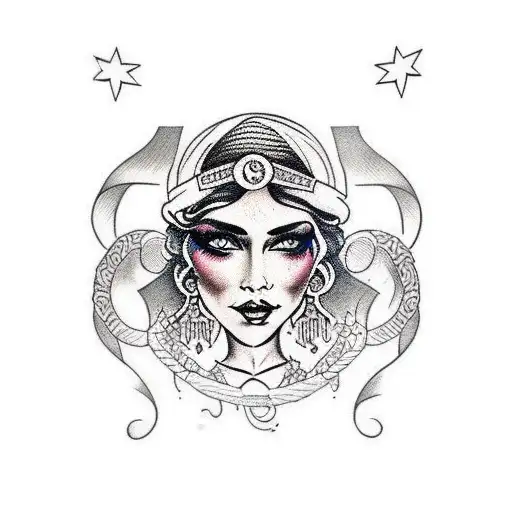 gypsy woman tattoo design idea