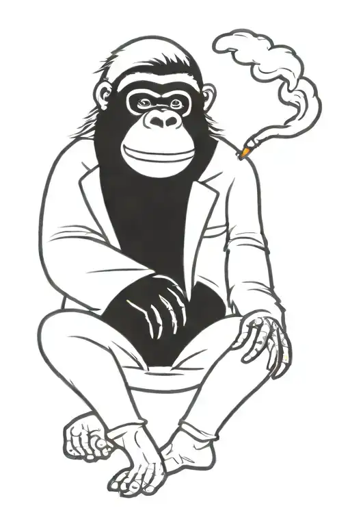 Gorilla smoking weed tattoo design idea