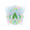 A new-school design featuring a psychedelic forest scene with musical notes intertwined with cannabis plants tattoo design idea