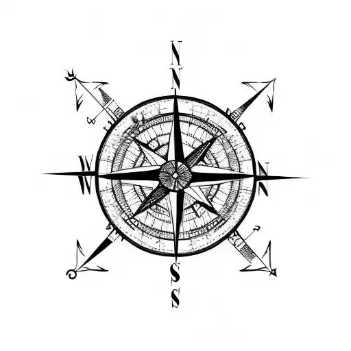 compass over a world map pointng to Australia from India tattoo design idea