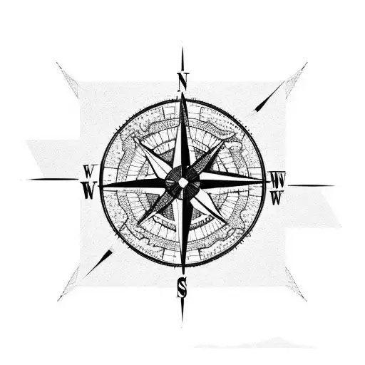 compass over a world map pointng to Australia from India tattoo design idea