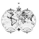 compass over a world map pointng to Australia from India tattoo design idea