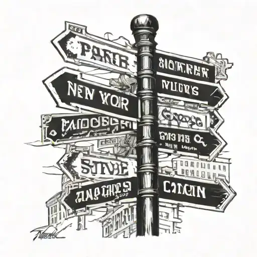 New York City style Street sign post with names Parker & Madison as cross streets tattoo design idea