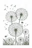 modern dandelion tattoo design idea