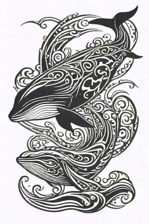 humpback whale swimming upwards tattoo design idea