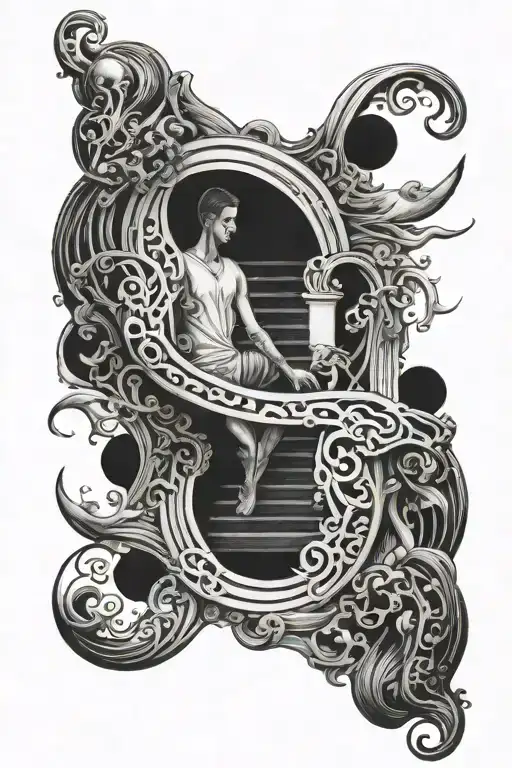 staircase Lee heaven hands holding tattoo design idea