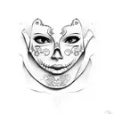 maya mask 2 girl tattoo design idea