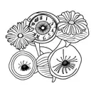 three clocks with Violet  Larkspur and chrysanthemum  Three clocks tattoo design idea