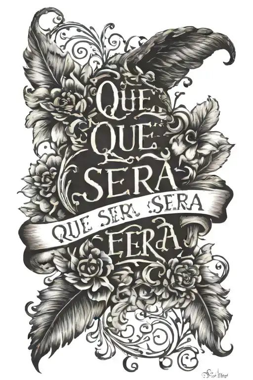 que sera sera text tattoo design idea