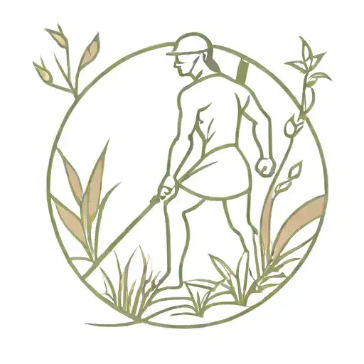 warrior in a garden tattoo design idea