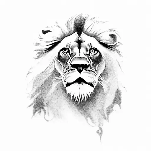 lion with a crone tattoo design idea