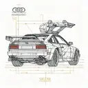 audi sport quattro construction drawing tattoo design idea