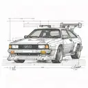 audi sport quattro construction drawing tattoo design idea
