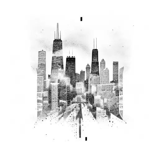 chicago skyline street sign tattoo design idea