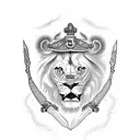 Lion com espada asas e coração  tattoo design idea