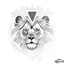 Lion com espada asas e coração  tattoo design idea
