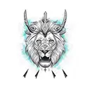 Lion com espada asas e coração  tattoo design idea