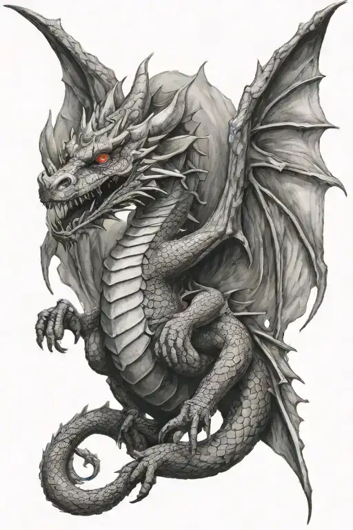 dragon with wings out on bum cheek  tattoo design idea