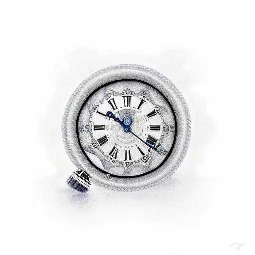 High on the seashore with, with a realistic clock with Roman numerals with the theme that is precious tattoo design idea