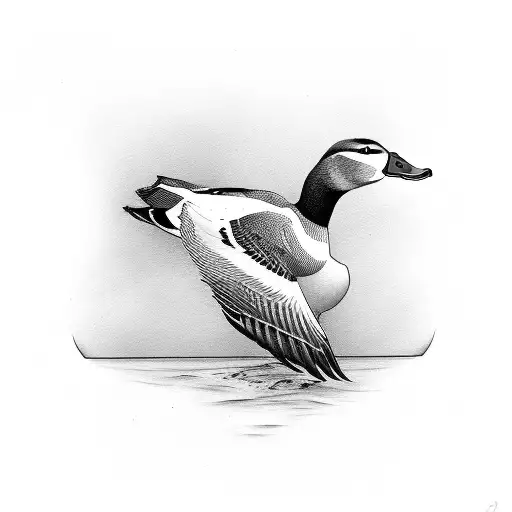 mallard duck playing guitar tattoo design idea