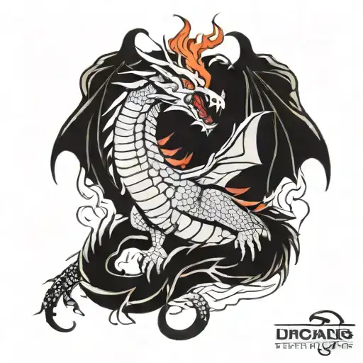 dragon breathing fire  tattoo design idea
