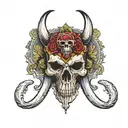 mastodon skull tattoo design idea