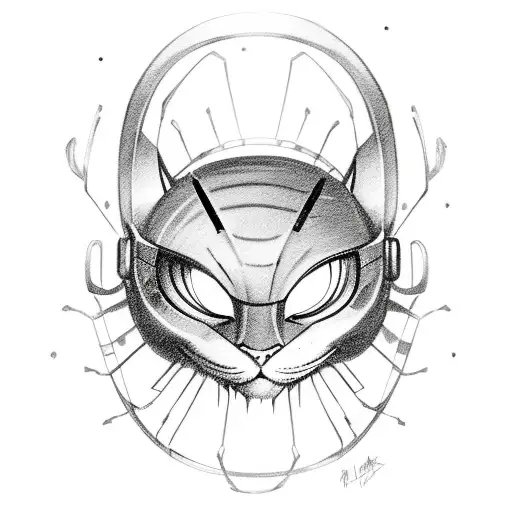 2 letters V, number 87 , Cheshire Cat, ironman mask tattoo design idea