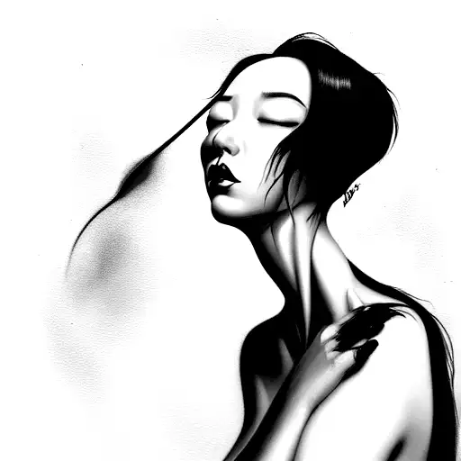 a painting of a woman with black hair, artgerm julie bell beeple, queen of the sea mu yanling, oozing black goo, bjd, po tattoo design idea