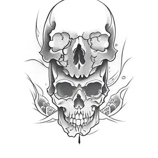 half face half skull tattoo design idea