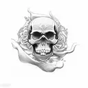 skull that is half face tattoo design idea