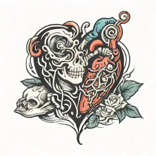 a tattoo of heart and mind competing. logic over emotion  tattoo design idea