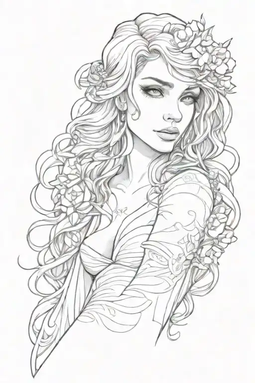 full body Aphrodite realistic sexy girl shoulder tattoo tattoo design idea