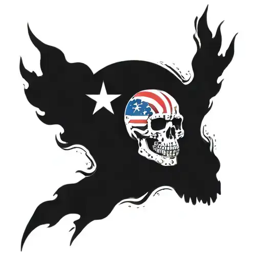 A surreal interpretation of a skull rising from the ocean with elements of the Puerto Rican flag incorporated tattoo design idea