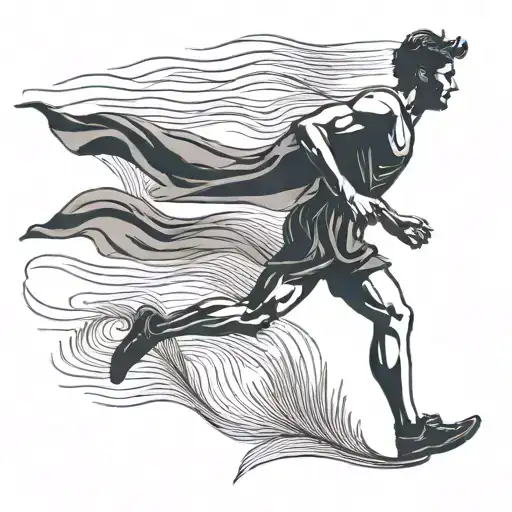 A minimalist tattoo of a runner's silhouette with a subtle nod to Apollo, representing the client's passion for running and Greek mythology tattoo design idea