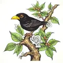 black bird in tree with coqui frog in puerto rico add frog tattoo design idea