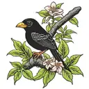 black bird in tree with coqui frog in puerto rico add frog tattoo design idea