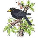 black bird in tree with coqui frog in puerto rico add frog tattoo design idea