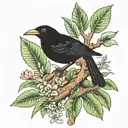 black bird in tree with coqui frog in puerto rico add frog tattoo design idea