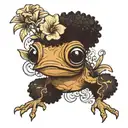 coqui with Afro, hurricane  tattoo design idea