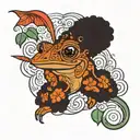 coqui with Afro, hurricane  tattoo design idea
