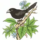 black bird in tree with coqui frog in puerto rico add frog add frog on branch tattoo design idea