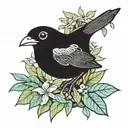 black bird in tree with coqui frog in puerto rico tattoo design idea