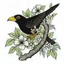 black bird in tree with coqui frog in puerto rico tattoo design idea