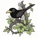 black bird in tree with coqui frog in puerto rico tattoo design idea