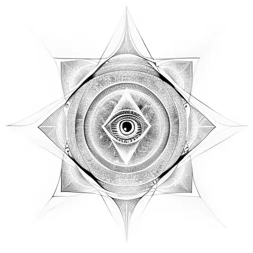 sacred geometry background with the eye of Ra above it and metatrons cube below  tattoo design idea
