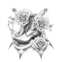 cowgirl boots with cross and roses with thorns  tattoo design idea