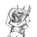 cowgirl boots with cross and roses with thorns  tattoo design idea